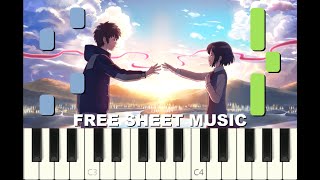 DATE from YOUR NAME, 2016, Piano Tutorial with free Sheet Music (pdf)