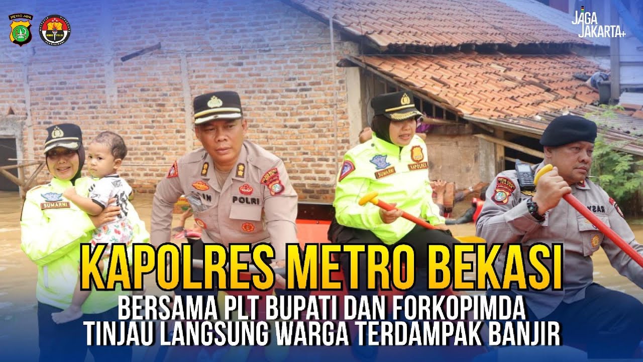 Kapolres Metro Bekasi Tinjau Warga Terdampak Banjir di Kampung Poncol