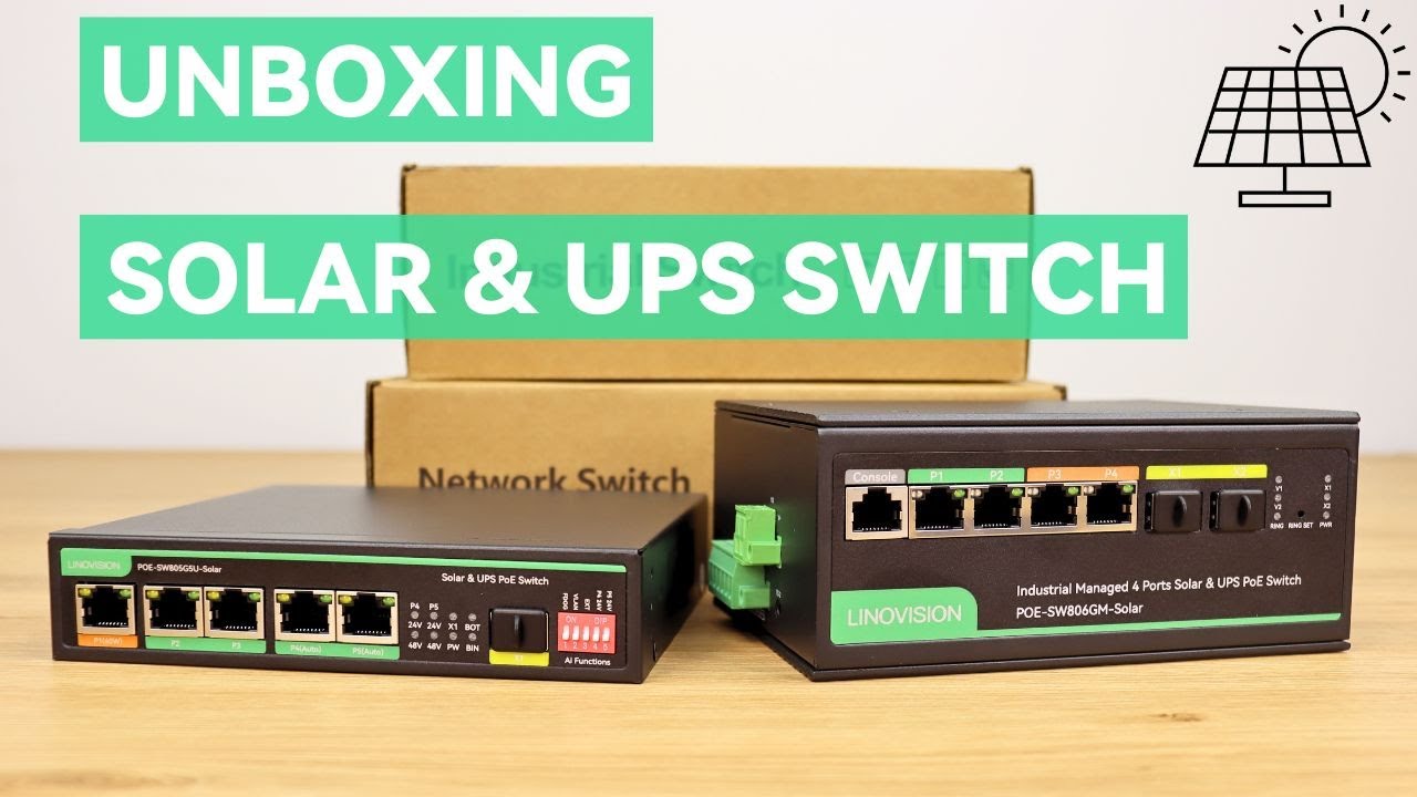 5 Ports Solar and UPS PoE Switch with built-in Solar Charge Controller