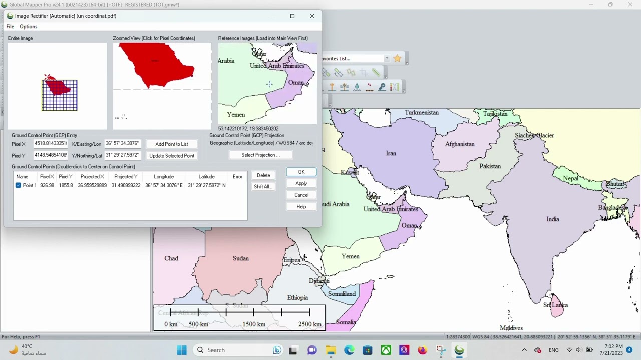 rectify pdf map in Global mapper pro (Geo-referency )