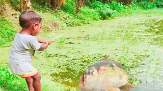 Best Hook Fishing 2021✅ Amazing Little Boy Hunting Fish By Fish Hook From Beautiful Nature🥰(Part~02)