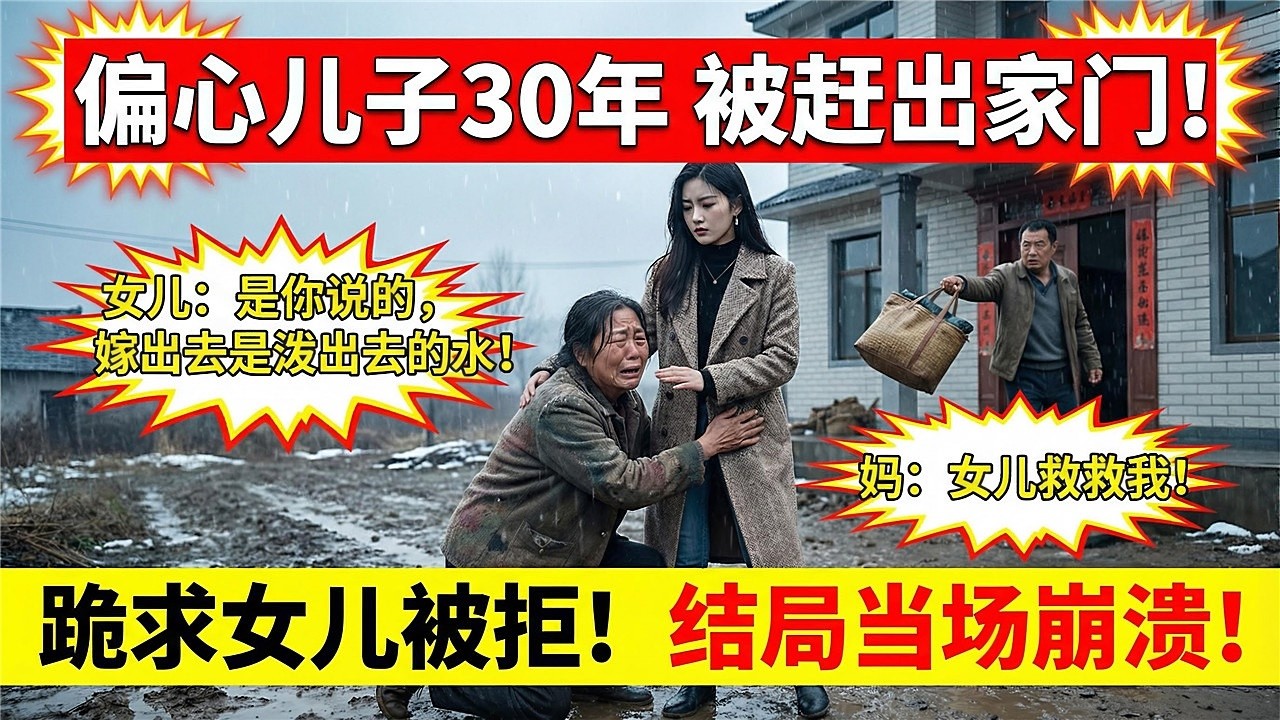 河南母亲偏心小儿子30年：大女儿16岁辍学供弟弟读书，8万彩礼全给弟弟娶媳妇！30年后儿子把她赶出门，她跪求女儿时女儿一句话让她崩溃！
