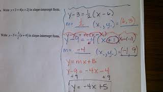 5-1 Point Slope Form Practice