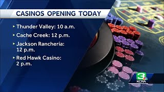 Casinos around the state are reopening for first time since
stay-at-home order began in march to slow spread of covid-19.
subscribe kcra on yo...
