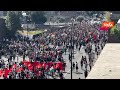La manifestazione Antifascista in via dei Fori Imperiali a Roma vista dall’alto