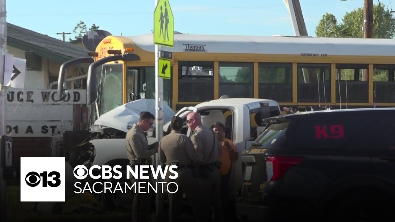 Truck driver in custody after crash with school bus in Galt YouTube