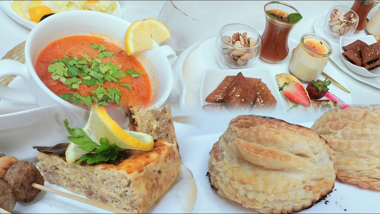 طاولة اليوم تعمر العين قبل الفم مع سهرة تحمر الوجه بوصفات متنوعة حلوة و مالحة