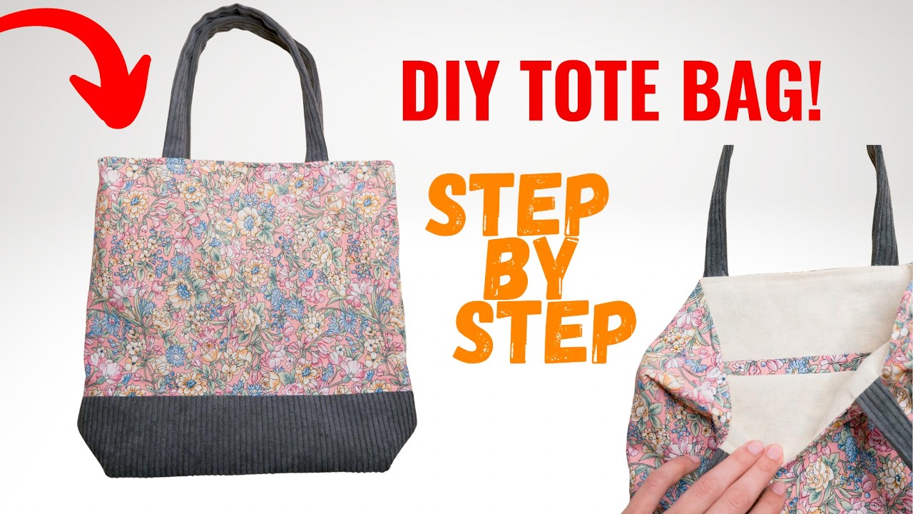 How to Sew a Tote Bag with Flat Bottom & Inside Pocket | DIY Sewing Tutorial