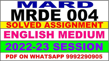 mrde 4 (MARD) solved assignment 2022-23 | mrde 4 solved assignment in english 2022-23 | mrde 4 2023