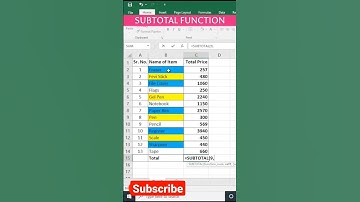 How to Use Subtotal Function in Excel #exceltips #exceltutorial #exceltricks #msexcel #excel #shorts