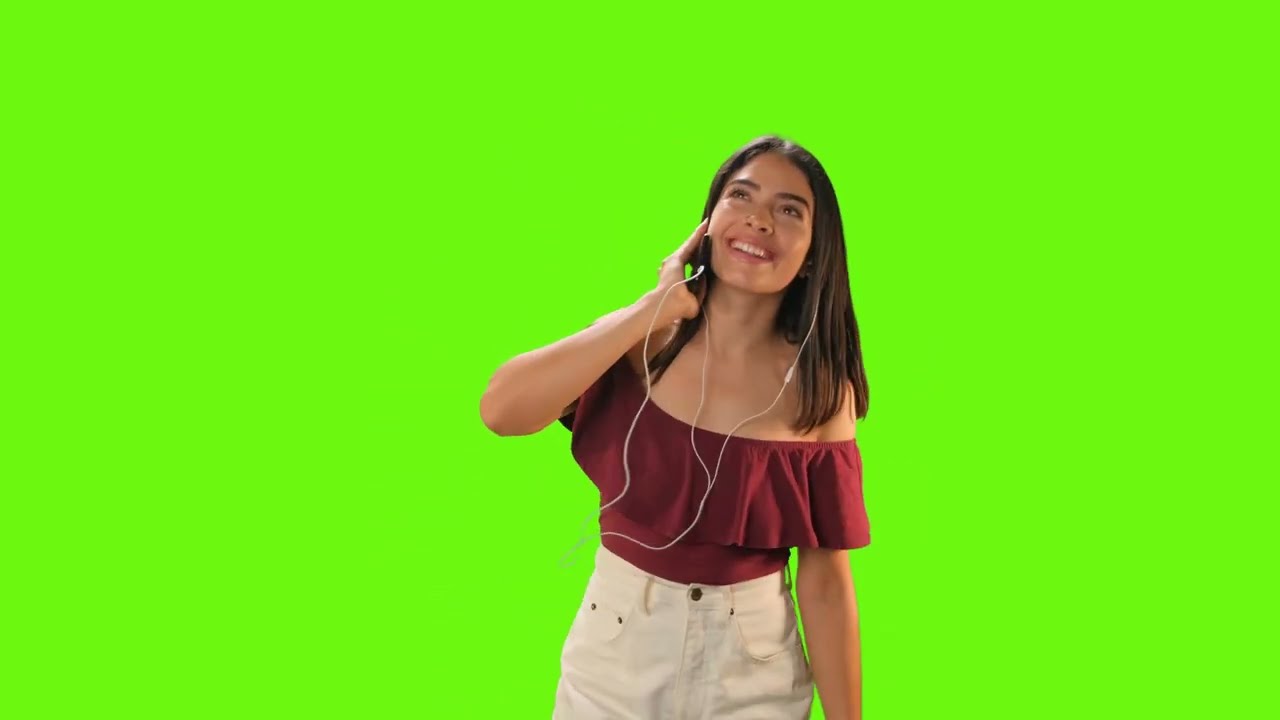 Groove to the Rhythm: Dancing with Earbuds - Green Screen Effect