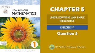 BOOK D1 | Linear Equations | Exercise 5A (Question 5)