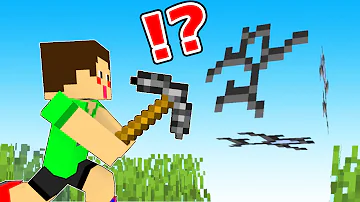 ツルハシで岩盤を掘るマイクラ