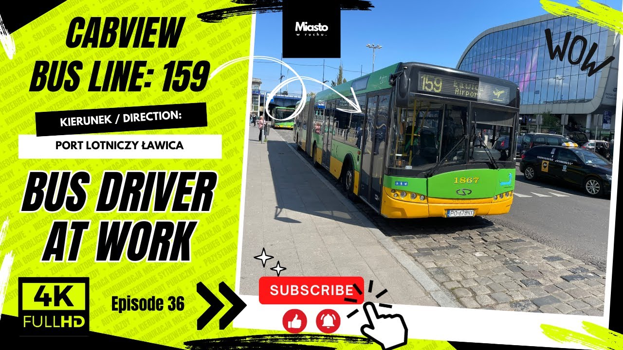 BUS LINE: 159 PORT LOTNICZY ŁAWICA, BUS DRIVER AT WORK, CABVIEW [4K], POV SOLARIS URBINO 18, MPK ZTM