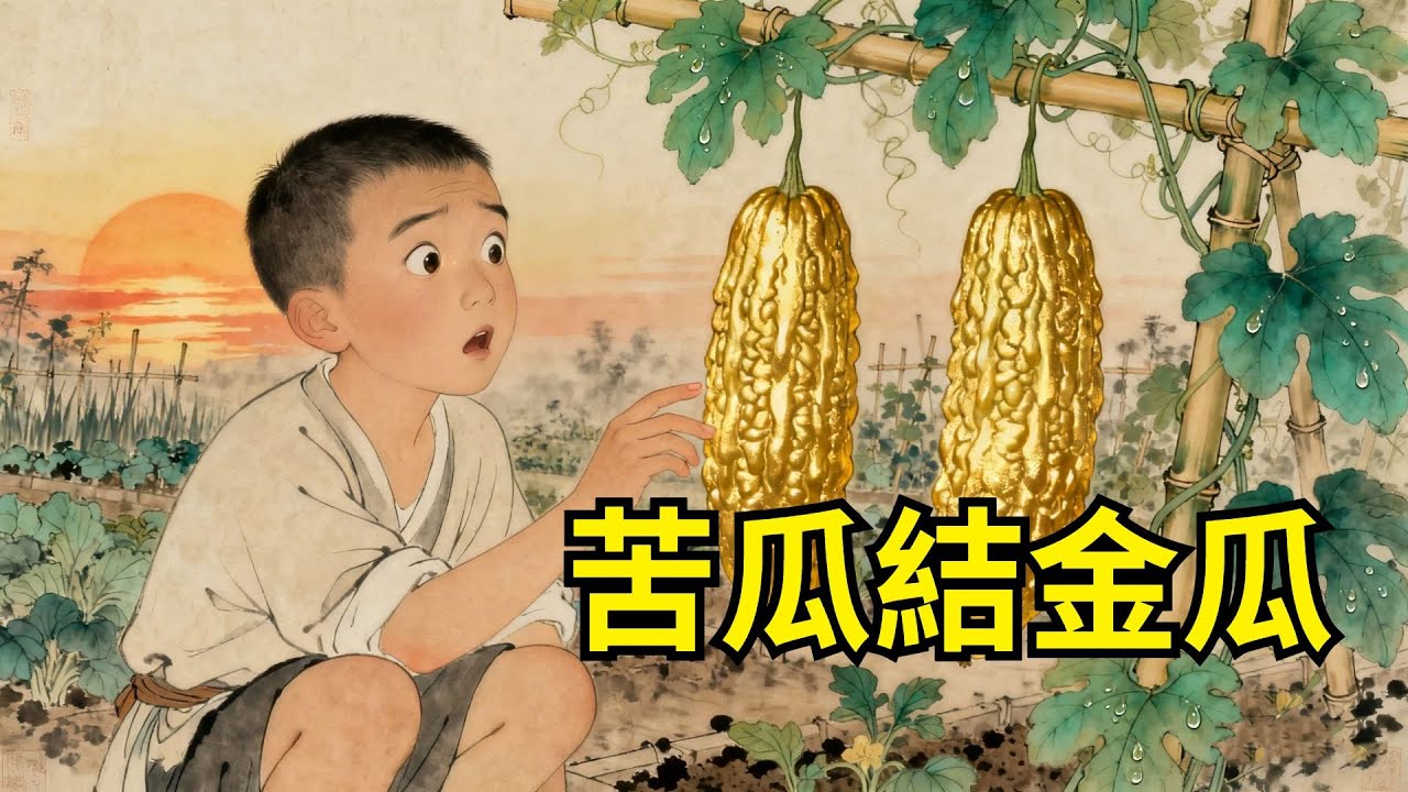 呆兒子被兄嫂騙走田產，只留一袋不能吃的苦瓜種，種下後瓜藤結出金瓜，縣太爺親自登門！#故事便利店#民間故事#傳統故事#故事頻道#聽書#睡前故事