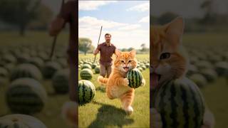 A Chubby Cat In Love Watermelon