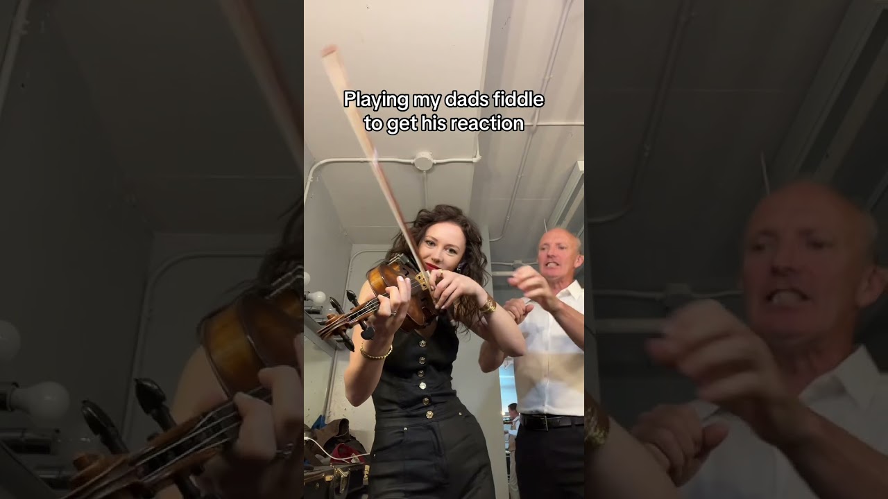 PLAYING MY DADS FIDDLE TO GER HIS REACTION!!! #fiddle #dad #funny