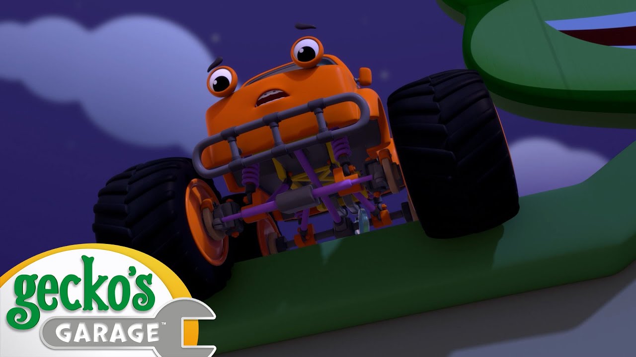 Monster truck accidents spooky kids videos moonbug kids trick or