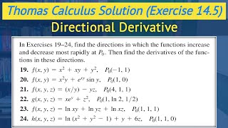 Directional derivative Multivariable calculus | Thomas calculus exercise 14.5 Q19 to Q24 || Lec 53