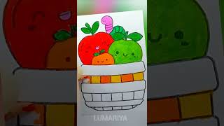 Beautiful Fruit Basket  RelaxingArt vedio  🥗🥙#coloring #relaxing #art #colorpencils