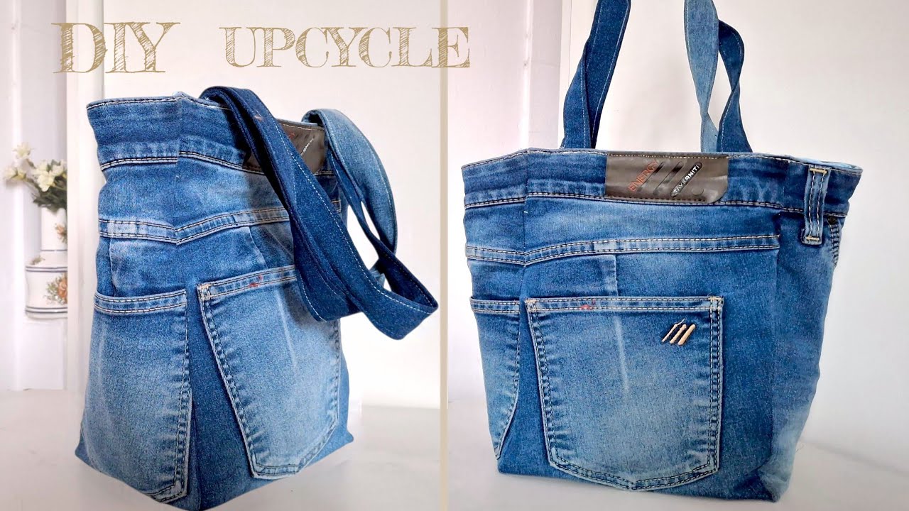 DIY Simple No Zipper Denim Crossbody Bag Out of Old Jeans