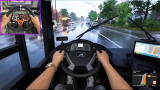 The BUS - Realistic Rainy Day Drive in HamBurg MAN Lion's City A23 | POV Steering Wheel