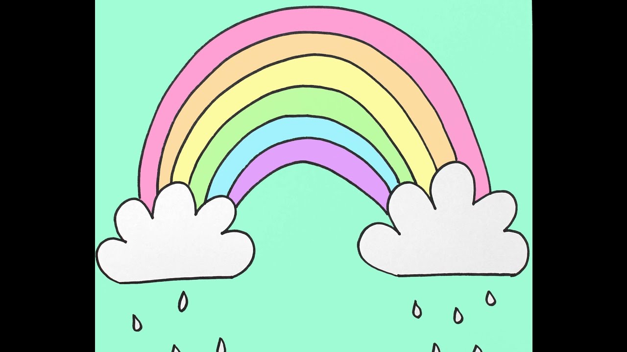 How to Draw a Rainbow and Clouds Beginners Drawing Tutorial of ...