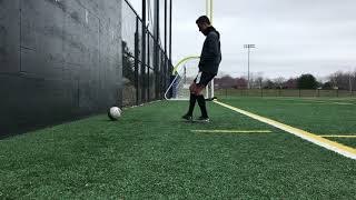 Two touch pass off wall soccer drill