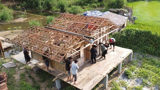 Full Video : Process The whole village came to help KONG move his house to a safe place