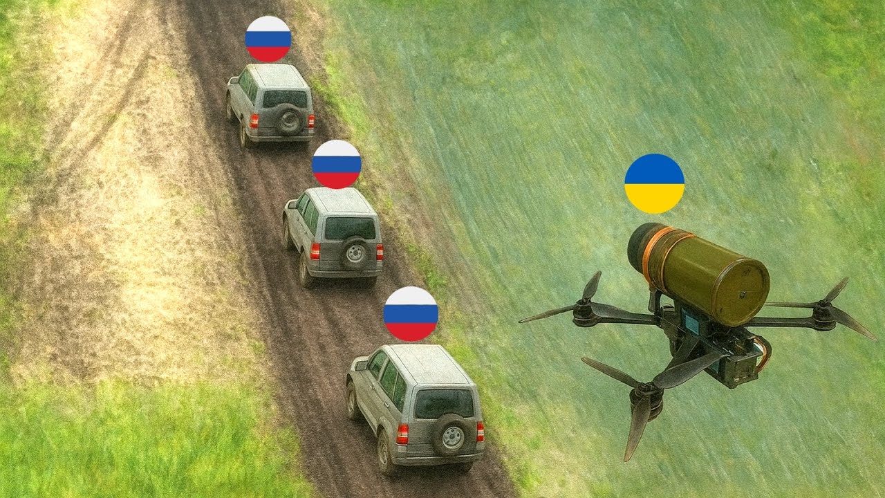 Russian Tank Convoy Targeted by Ukrainian Fpv Drones - YouTube