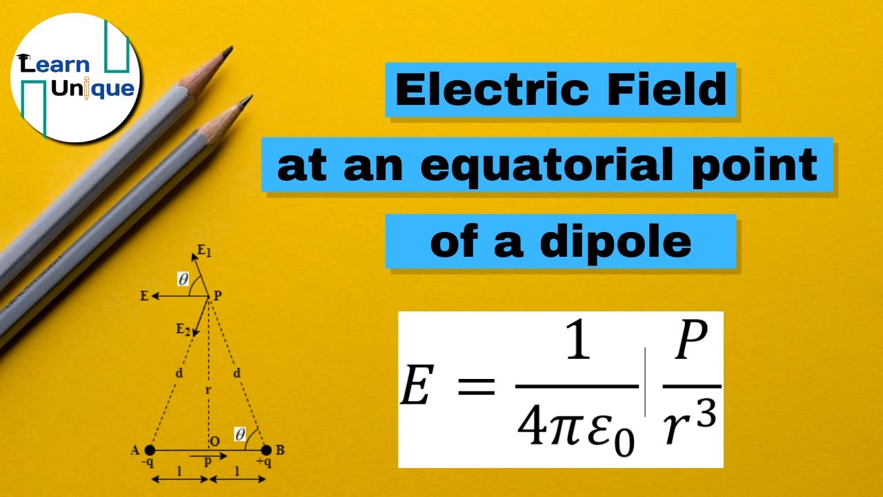Electric field at an equatorial point of a dipole in #Hindi | 12th ...