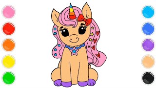 Cute colorful unicorn 🦄🌈 | Magical Kawaii Unicorn Coloring Book screenshot 5