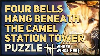 Four bells hang beneath the Camel Station tower Where Winds Meet
