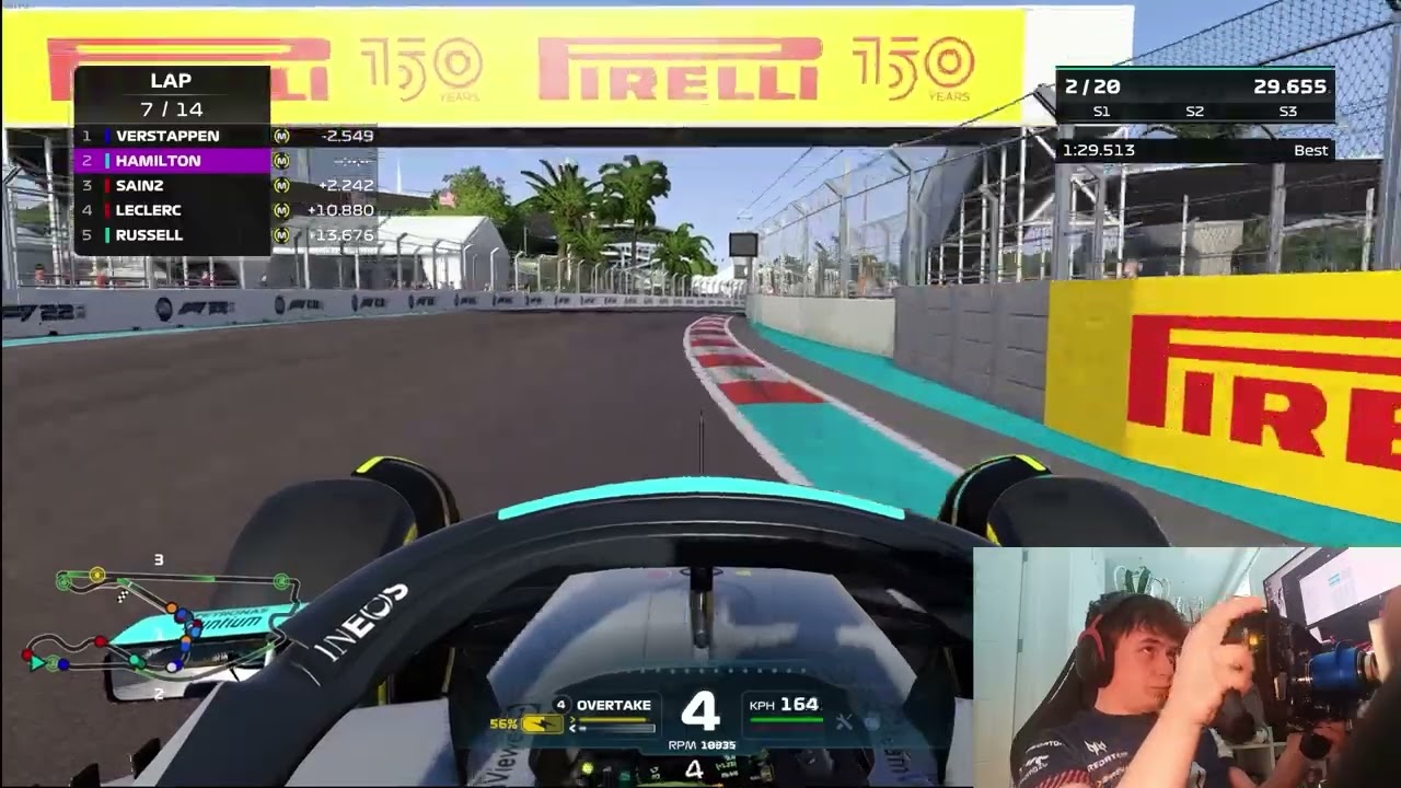 F1 22 Miami Lewis Hamilton - Last to first challenge 110% AI
