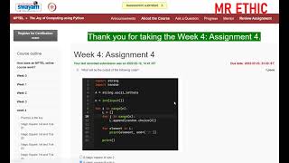 NPTEL The Joy of Computing using Python Assignment week 4 | The Joy of Computing using Python week 4