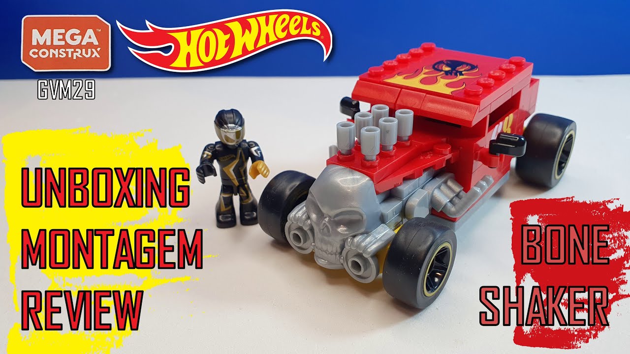 HOT WHEELS BONE SHAKER - MEGA CONTRUX - UNBOXING MONTAGEM REVIEW