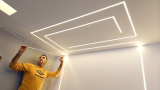 How to inlay a led profile with a gypsum board decor