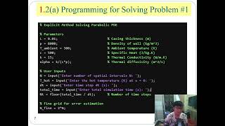 KIG2019 - Numerical Methods in Engineering - Solving Parabolic PDE using Explicit Method in MATLAB