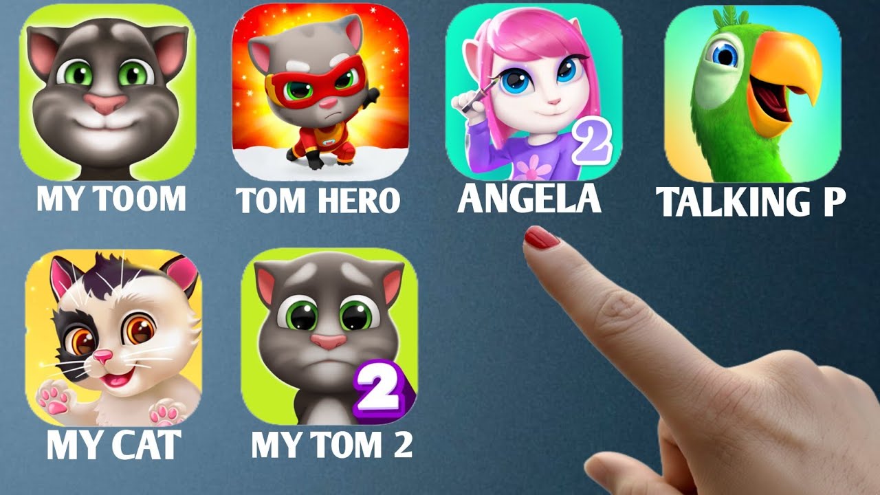 My Tom, Tom Hero, Talking Angela, Talking Pierre, My Cat Talking Tom 2, Games