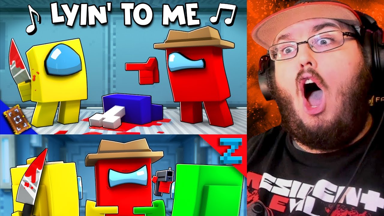 AMONG US 🎵 Minecraft Animation Music Video [VERSION A & B] (“Lyin' 2 Me” Song by CG5) REACT