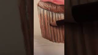 Cupcake Realistic Colored Pencil Drawing // #shorts