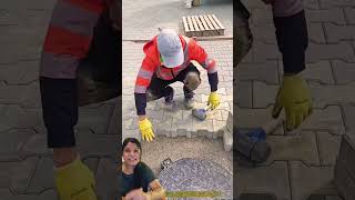 High-Level Precision in Interlocking Concrete Block Installation🚧🏗🧩#shortsfeed #trending#shorts