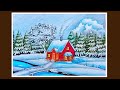 Step by Step Winter Forest Cabin Drawing for Beginners