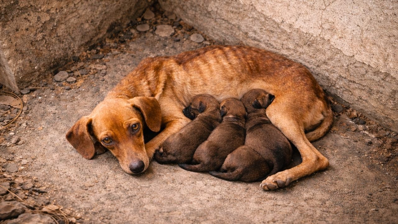 Dog Mom And Puppies Found Trapped In Cage, Fighting To Survive - YouTube