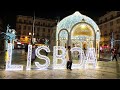 【4K】Luzes de Natal 2020 em Lisboa Portugal. Caminhada pelo Largo Camões, Baixa e Terreiro do Paço