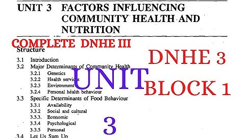 #3 DNHE 3 BLOCK 1 NUTRITION AND STATUS UNIT 3 #dnhe #DNHE3 #primasacademyrules #ignou