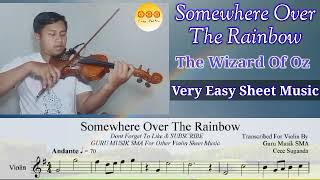 [+Free Sheet] Somewhere Over The Rainbow - The Wizard Of Oz [Violin Cover + Easy Sheet music]