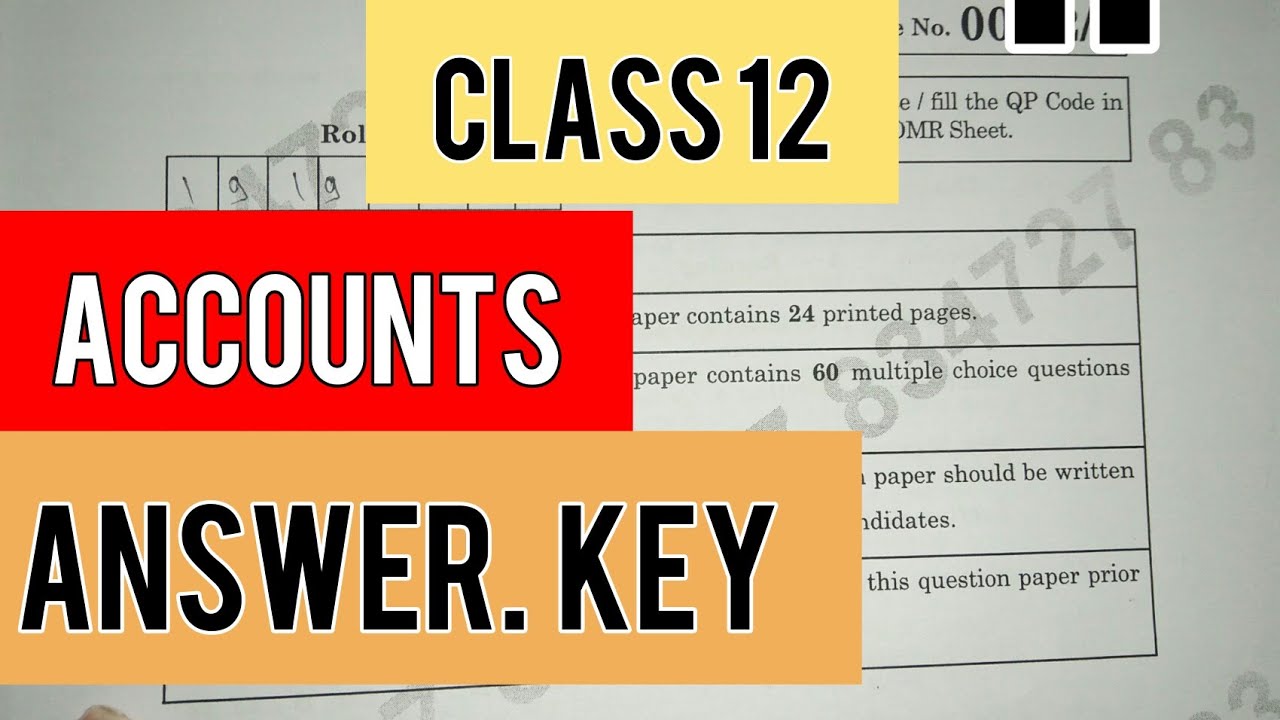 Class 12 Accounts Paper Answer Key Term 1 Board Exam Cbse 2021-22