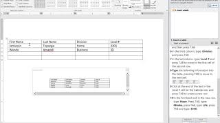 JasperActive Word 2016 Core Lesson 6 Learn 1-Inserting a Table