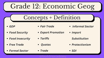 Grade 12 Geography | Economic Geography Concepts Explained Simply (Quick Definitions)